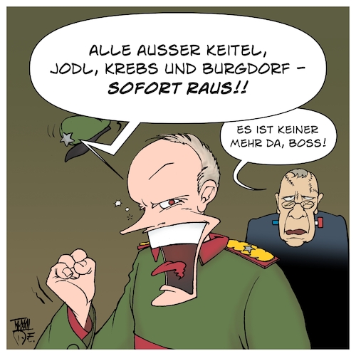 Cartoon: Der Untergang (medium) by Timo Essner tagged putin,krieg,ukraine,invasion,europa,weltkrieg,expansion,sowjetunion,großmacht,imperialismus,kleptokratie,bunker,untergang,cartoon,timo,essner,putin,krieg,ukraine,invasion,europa,weltkrieg,expansion,sowjetunion,großmacht,imperialismus,kleptokratie,bunker,untergang,cartoon,timo,essner