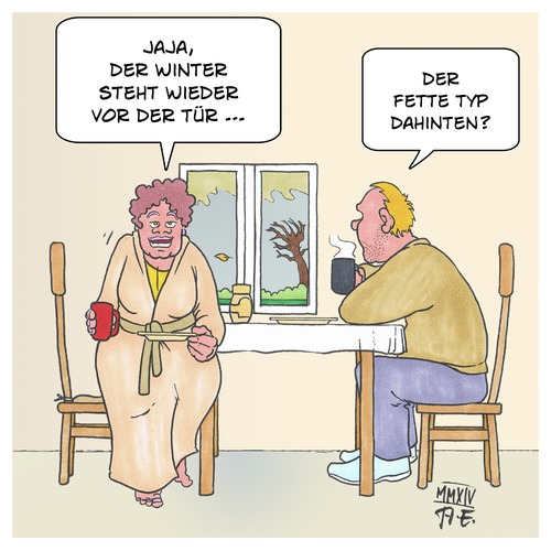 Cartoon: der Winter steht vor der Tür (medium) by Timo Essner tagged winter,jahreszeit,saison,season,missverständnis,ehe,sprache,kommunikation,der,winter,jahreszeit,saison,season,missverständnis,ehe,sprache,kommunikation