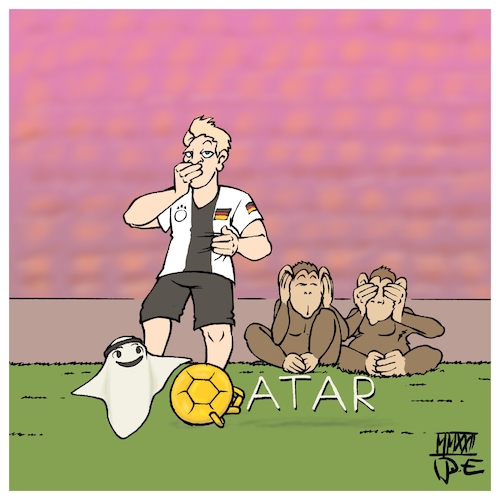 Cartoon: Die Mannschaft (medium) by Timo Essner tagged wm,qatar,katar,armbinde,mund,diemannschaft,deutsche,nationalmannschaft,weltmeisterschaft,world,cup,fifa,dfb,menschenrechte,regenbogenfahne,fußball,sport,geschäft,cartoon,timo,essner,wm,qatar,katar,armbinde,mund,diemannschaft,deutsche,nationalmannschaft,weltmeisterschaft,world,cup,fifa,dfb,menschenrechte,regenbogenfahne,fußball,sport,geschäft,cartoon,timo,essner