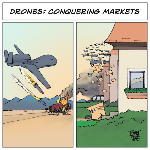 Cartoon: Drones (medium) by Timo Essner tagged drones,drohnen,kampfdrohnen,global,hawk,us,airstrikes,bundeswehr,afghanistan,espionage,spionage,uav,unmanned,war,amazon,service,capitalism,kapitalismus,militarismus,technologie,cartoon,timo,essner,drones,drohnen,kampfdrohnen,global,hawk,us,airstrikes,bundeswehr,afghanistan,espionage,spionage,uav,unmanned,war,amazon,service,capitalism,kapitalismus,militarismus,technologie,cartoon,timo,essner