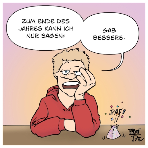 Cartoon: Ende des Jahres (medium) by Timo Essner tagged jahresende,ende,des,jahres,silvester,neujahr,retrospektive,rückschau,rückblick,cartoon,timo,essner,jahresende,ende,des,jahres,silvester,neujahr,retrospektive,rückschau,rückblick,cartoon,timo,essner