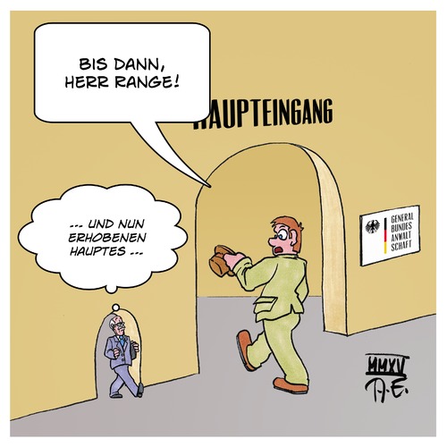 Cartoon: Erhobenen Hauptes (medium) by Timo Essner tagged harald,range,peter,frank,generalbundesanwalt,gba,generalbundesanwaltschaft,maaßen,maas,demaiziere,meister,beckedahl,journalismus,journalisten,pressefreiheit,harald,range,peter,frank,generalbundesanwalt,gba,generalbundesanwaltschaft,maaßen,maas,demaiziere,meister,beckedahl,journalismus,journalisten,pressefreiheit