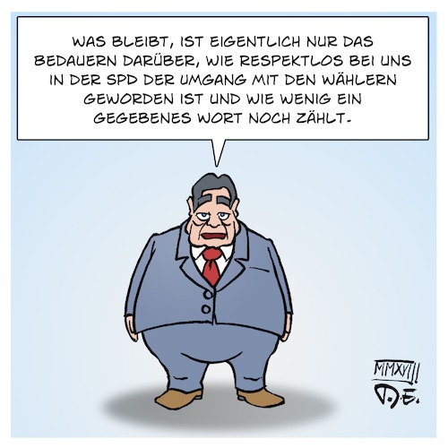 Cartoon: Gabriels korrigiertes Zitat (medium) by Timo Essner tagged sigmar,gabriel,zitat,umgang,spd,bedauern,respektlosigkeit,wähler,wahlen,btw2017,btw17,groko,groko2018,cartoon,timo,essner,sigmar,gabriel,zitat,umgang,spd,bedauern,respektlosigkeit,wähler,wahlen,btw2017,btw17,groko,groko2018,cartoon,timo,essner