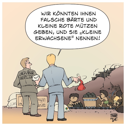 Cartoon: Kleine Erwachsene (medium) by Timo Essner tagged kinderarbeit,unicef,uno,ilo,marken,produkte,kaffee,kakao,rohstoffe,mineralien,bergbau,tagebau,seltene,erden,blutcoltan,diamanten,edelsteine,kinderrechte,kolonialismus,sklaverei,365tagegegenkinderarbeit,cartoon,timo,essner,kinderarbeit,unicef,uno,ilo,marken,produkte,kaffee,kakao,rohstoffe,mineralien,bergbau,tagebau,seltene,erden,blutcoltan,diamanten,edelsteine,kinderrechte,kolonialismus,sklaverei,365tagegegenkinderarbeit,cartoon,timo,essner