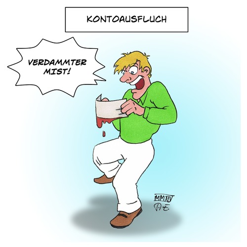 Cartoon: Kontoausfluch (medium) by Timo Essner tagged kontoauszug,bank,konto,pleite,minus,rote,zahlen,kontoauszug,bank,konto,pleite,minus,rote,zahlen