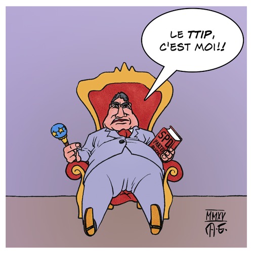 Cartoon: Le TTIP - c est moi! (medium) by Timo Essner tagged ttip,tisa,ceta,freihandelsabkommen,kapitalismus,wirtschaft,eu,europa,usa,deutschland,politik,politiker,sigmar,gabriel,demokratie,volksvertreter,bürgerrechte,verbraucherrecht,verbraucherrechte,ttip,tisa,ceta,freihandelsabkommen,kapitalismus,wirtschaft,eu,europa,usa,deutschland,politik,politiker,sigmar,gabriel,demokratie,volksvertreter,bürgerrechte,verbraucherrecht,verbraucherrechte