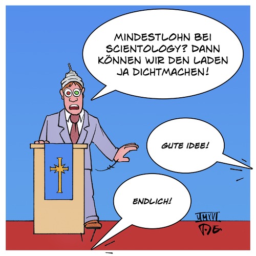 Cartoon: Mindestlohn bei Scientology (medium) by Timo Essner tagged scientology,mindestlohn,sekte,hilfsarbeit,helfer,arbeit,diener,kosten,lebenshaltung,missbrauch,ehrenamt,gesetz,social,hacking,cartoon,timo,essner,scientology,mindestlohn,sekte,hilfsarbeit,helfer,arbeit,diener,kosten,lebenshaltung,missbrauch,ehrenamt,gesetz,social,hacking,cartoon,timo,essner