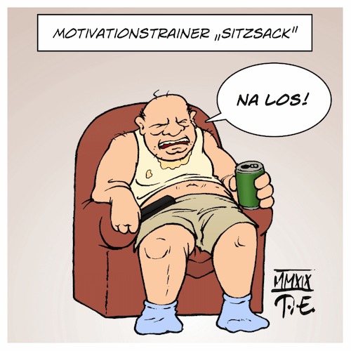 Cartoon: Motivationstrainer Sitzsack (medium) by Timo Essner tagged motivationstrainer,sitzsack,szenen,einer,ehe,ehemann,fußball,fernsehen,zuschauer,deutsche,diskurs,diskussionen,cartoon,timo,essner,motivationstrainer,sitzsack,szenen,einer,ehe,ehemann,fußball,fernsehen,zuschauer,deutsche,diskurs,diskussionen,cartoon,timo,essner