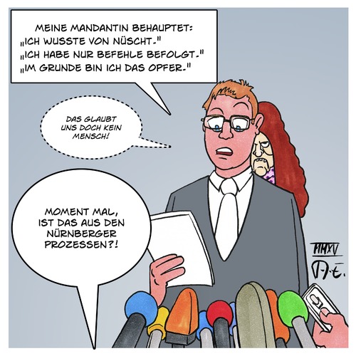 Cartoon: NSU Zschäpe (medium) by Timo Essner tagged nsu,beate,zschäpe,rechter,terror,rechte,morde,deutschland,kriminalität,aufklärung,staatsanwaltschaft,gericht,münchen,anwalt,cartoon,timo,essner,nsu,beate,zschäpe,rechter,terror,rechte,morde,deutschland,kriminalität,aufklärung,staatsanwaltschaft,gericht,münchen,anwalt,cartoon,timo,essner