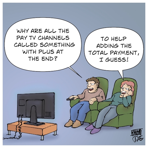 Cartoon: PayTV plus (medium) by Timo Essner tagged tv,television,internet,paytv,monthly,payments,cartoon,timo,essner,tv,television,internet,paytv,monthly,payments,cartoon,timo,essner
