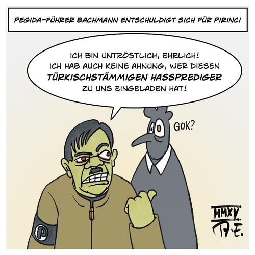 Cartoon: PEGIDA-Bachmann und Pirinci (medium) by Timo Essner tagged akif,pirinci,bachmann,pegida,entschuldigung,gaskammer,nationalsozialismus,neue,rechte,rechtsradikale,faschismus,protest,streitkultur,tabu,kz,drittes,reich,vergleich,nazivergleich,cartoon,timo,essner,akif,pirinci,bachmann,pegida,entschuldigung,gaskammer,nationalsozialismus,neue,rechte,rechtsradikale,faschismus,protest,streitkultur,tabu,kz,drittes,reich,vergleich,nazivergleich,cartoon,timo,essner