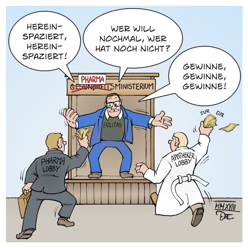 Cartoon: Pharmaministerium (medium) by Timo Essner tagged jens,spahn,gesundheitsministerium,lobby,pharma,pharmaministerium,gesundheitsminister,bundesgesundheitsministerium,bmg,politas,cartoon,timo,essner,jens,spahn,gesundheitsministerium,lobby,pharma,pharmaministerium,gesundheitsminister,bundesgesundheitsministerium,bmg,politas,cartoon,timo,essner