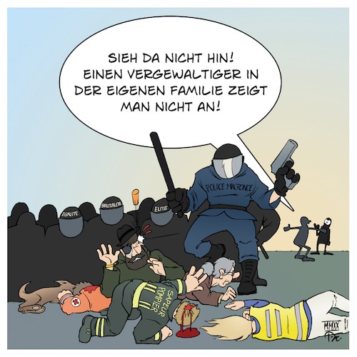 Cartoon: Polizeigewalt Frankreich (medium) by Timo Essner tagged polizei,polizeigewalt,frankreich,gelbwesten,proteste,demonstrationen,menschenrechte,uno,unhcr,bürgerrechte,bürgerkrieg,steuern,abgasen,preise,lebenshaltung,wirtschaft,sozialstaat,gewerkschaften,rechtsstaat,feuerwehr,sanitäter,demonstrationsrecht,redefreiheit,polizeistaat,cartoon,timo,essner,polizei,polizeigewalt,frankreich,gelbwesten,proteste,demonstrationen,menschenrechte,uno,unhcr,bürgerrechte,bürgerkrieg,steuern,abgasen,preise,lebenshaltung,wirtschaft,sozialstaat,gewerkschaften,rechtsstaat,feuerwehr,sanitäter,demonstrationsrecht,redefreiheit,polizeistaat,cartoon,timo,essner