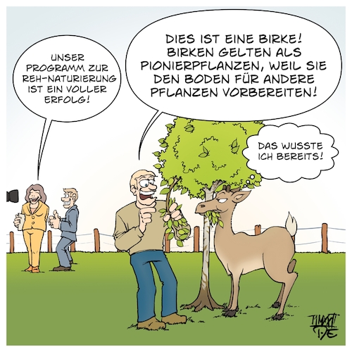 Cartoon: Renaturierung (medium) by Timo Essner tagged deutschland,biodiversität,nbs,natura2000,artenvielfalt,naturierung,renaturierung,rehnaturierung,biologie,unterricht,bundesregierung,umwelt,umweltschutz,artenschutz,bildung,natur,reh,förderprogramme,naturschutz,cartoon,timo,essner,deutschland,biodiversität,nbs,natura2000,artenvielfalt,naturierung,renaturierung,rehnaturierung,biologie,unterricht,bundesregierung,umwelt,umweltschutz,artenschutz,bildung,natur,reh,förderprogramme,naturschutz,cartoon,timo,essner