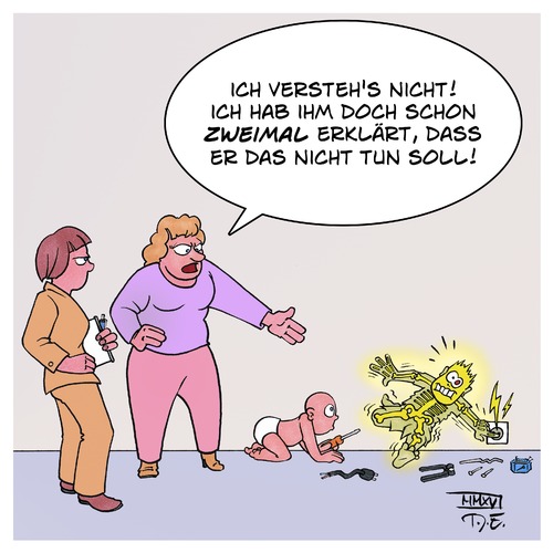 Cartoon: Schon zweimal gesagt (medium) by Timo Essner tagged kind,kinder,steckdose,spielen,gefahr,lernen,aufsicht,eltern,grenzen,setzen,cartoon,timo,essner,kind,kinder,steckdose,spielen,gefahr,lernen,aufsicht,eltern,grenzen,setzen,cartoon,timo,essner