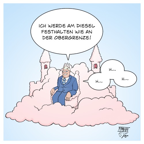 Cartoon: Seehofers Luftschloss (medium) by Timo Essner tagged diesel,dieselgate,abgasaffäre,brückentechnologie,obergrenze,horst,seehofer,csu,wahlkampf,dieselmotor,bmw,vw,audi,mercedes,daimler,cartoon,timo,essner,diesel,dieselgate,abgasaffäre,brückentechnologie,obergrenze,horst,seehofer,csu,wahlkampf,dieselmotor,bmw,vw,audi,mercedes,daimler,cartoon,timo,essner