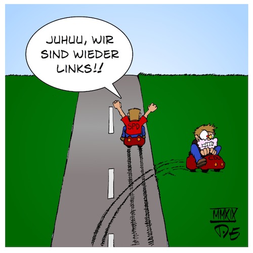 Cartoon: SPD endlich wieder links! (medium) by Timo Essner tagged spd,wahljahr,wahlen,landtasgswahl,linksruck,soziale,politik,sozialdemokratie,rechtsruck,cdu,csu,artikel13,spurwechsel,cartoon,timo,essner,spd,wahljahr,wahlen,landtasgswahl,linksruck,soziale,politik,sozialdemokratie,rechtsruck,cdu,csu,artikel13,spurwechsel,cartoon,timo,essner