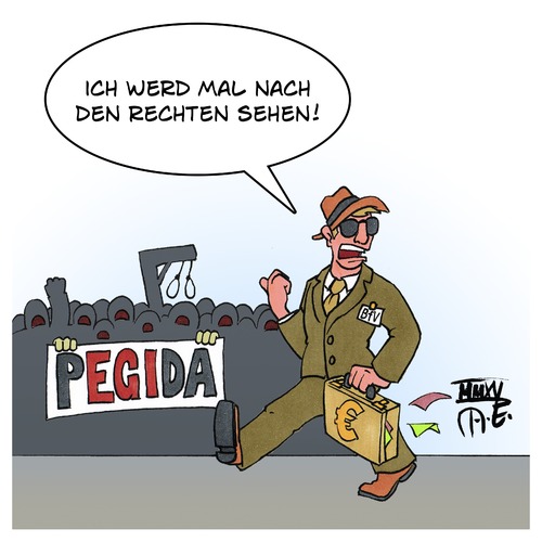 Cartoon: Verfassungsschutz PEGIDA (medium) by Timo Essner tagged bfv,verfassungsschutz,pegida,bachmann,pirincci,festerling,agent,provocateur,rechter,terror,hetze,einwanderung,asylantenheim,brandanschläge,geheimdienste,sicherheit,cartoon,timo,essner,bfv,verfassungsschutz,pegida,bachmann,pirincci,festerling,agent,provocateur,rechter,terror,hetze,einwanderung,asylantenheim,brandanschläge,geheimdienste,sicherheit,cartoon,timo,essner