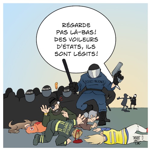 Cartoon: Violence de la police en France (medium) by Timo Essner tagged police,violence,france,gilets,jaunes,onu,macron,eu,ue,cartoon,timo,essner,police,violence,france,gilets,jaunes,onu,macron,eu,ue,cartoon,timo,essner