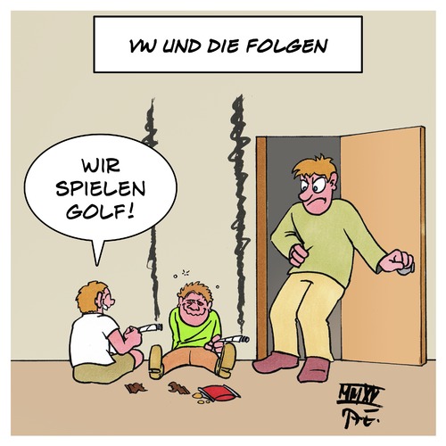 Cartoon: VW-Dieselgate und die Folgen (medium) by Timo Essner tagged vw,golf,dieselgate,kiffen,kinder,familie,eltern,cartoon,timo,essner,vw,golf,dieselgate,kiffen,kinder,familie,eltern,cartoon,timo,essner