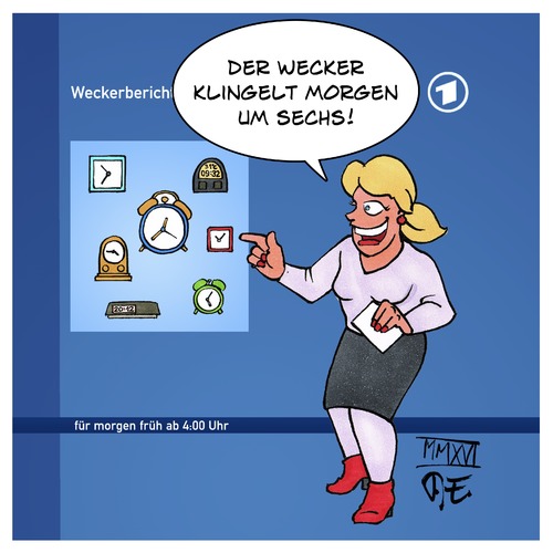 Cartoon: Weckerbericht (medium) by Timo Essner tagged wetterbericht,wecker,nachrichten,news,tagesschau,vorschau,vorhersage,cartoon,timo,essner,wetterbericht,wecker,nachrichten,news,tagesschau,vorschau,vorhersage,cartoon,timo,essner