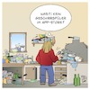 Cartoon: Abwasch-App (small) by Timo Essner tagged küche single jugendliche jugendwohnung junggeselle schlonz ranzer abwaschen müll dreck schmutz geschirr flaschen altglas pfandgut abwasch machen geschirrspüler apps appstore smartphone handy cartoon timo essner