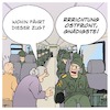 Cartoon: Bundeswehr Bahn (small) by Timo Essner tagged deutsche,bahn,bundeswehr,gratisfahrten,annegret,kramp,karrenbauer,geschichte,reichsbahn,truppentransport,ostfront,cartoon,timo,essner