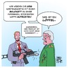 Cartoon: G36 mit Bajonett (small) by Timo Essner tagged bundeswehr heckler und koch g36 bajonett karikatur waffen waffenexporte rüstung kostenexplosion versagen politiker verteidigungsminister verteidigungsministerin innenminister drohne milität aufrüstung upgrade aufrüsten soldaten waffe