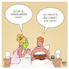 Cartoon: Hexe (small) by Timo Essner tagged mann frau bett abend schlafen nacht maske makeup vorsicht szenen einer ehe natürliche auslese cartoon timo essner