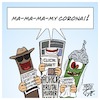 Cartoon: My Corona (small) by Timo Essner tagged corona,virus,pandemic,disease,china,asia,europe,usa,australia,afrika,panic,cui,bono,security,intelligence,media,clickbait,conspiracy,theories,nuts,cartoon,timo,essner