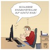 Cartoon: Schwerer Einnahmefehler (small) by Timo Essner tagged konto guthaben einnahmen lohn gehalt ende des monats einnahmefehler kontoauszug kontoausfluch monatsende kontostand onlinebanking bank bankkonto girokonto cartoon timo essner