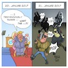Cartoon: Trump Amtseinführung Tag 1 und 2 (small) by Timo Essner tagged donald,trump,usa,präsident,potus,bibel,terminator,cartoon,timo,essner