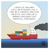 Cartoon: US Iran Oman Gulf (small) by Timo Essner tagged us iran conflict oman gulf tonkin north vietnam 1964 uss maddox japanese freighter torpedo sea mine war nuclear cartoon timo essner