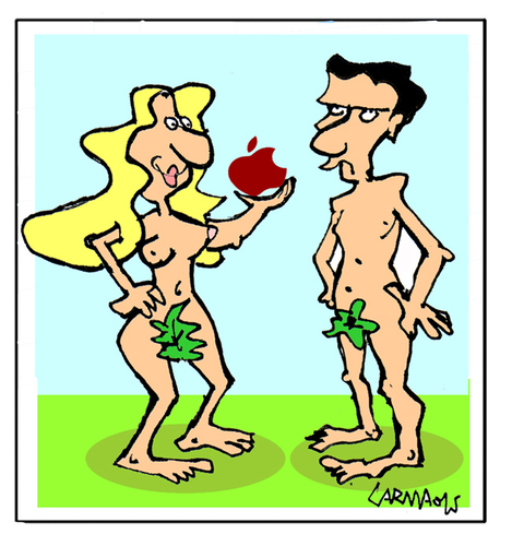 Cartoon: Apple (medium) by Carma tagged apple,eden,religion,adam,and,eve,computer,technology,hi,tech,steve,jobs,multimedia,internet