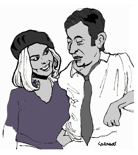 Cartoon: Bonnie and Clyde (medium) by Carma tagged cinema,celebrities,movies,bonnie,and,clydebrigitte,bardot,gainsbourg