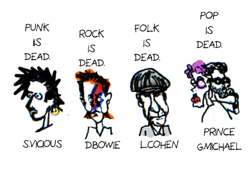 Cartoon: music is dead? (medium) by Carma tagged george,michael,bowie,music,rock,pop,folk,chen