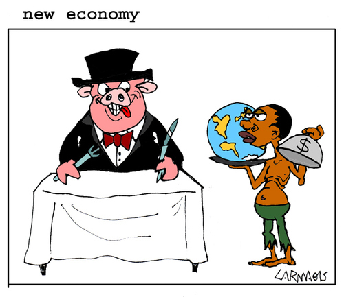 Cartoon: New Economy (medium) by Carma tagged economy,society,rich,poor,politics,poorness,richness,bank,world,capitalism,hunger