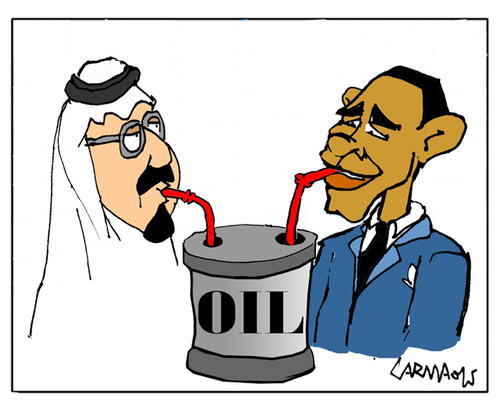 Cartoon: Obama in Arabia (medium) by Carma tagged cartoons,politics,international,barack,obama,usa,saudi,arabia,islam,oil,king,economy,enviroment