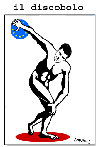 Cartoon: The Discobolus (medium) by Carma tagged discobolus,greece,greek,elections,politics,alexis,tsipras,syriza,europe,left,party,government