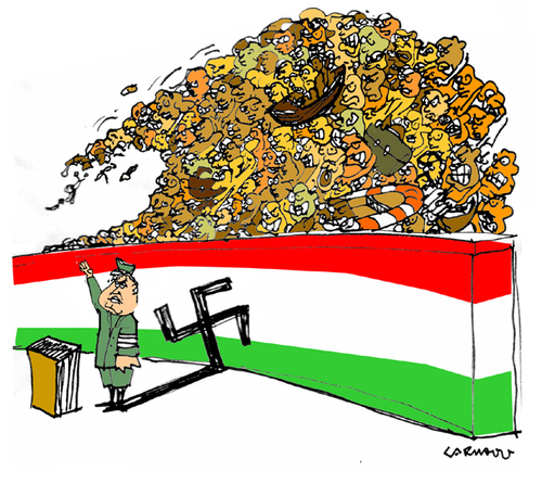 Cartoon: the wall (medium) by Carma tagged hungary,immigration,fluss,orban