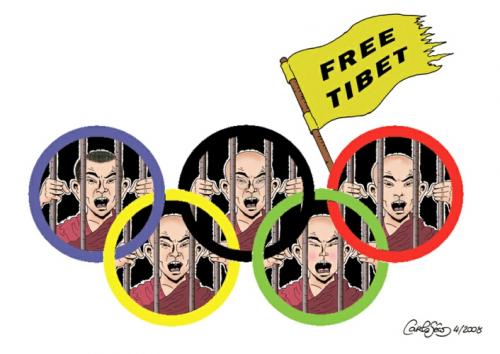 Cartoon: For a free Tibet (medium) by carloseco tagged tibet,human,rights