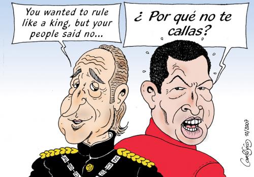 Cartoon: Por que no te callas? (medium) by carloseco tagged chavez,juan,carlos,venezuela,spain