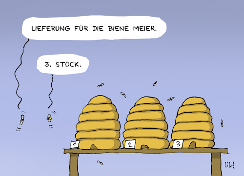 Cartoon: Die Biene Meier (medium) by Uliwood tagged weltbienentag,bienen,bienenstock,natur,gedenktag,lieferung,tiere,weltbienentag,bienen,bienenstock,natur,gedenktag,lieferung,tiere,bienensterben
