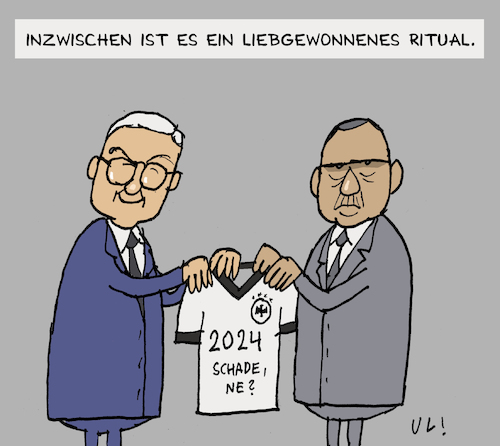 Cartoon: Gastgeschenk (medium) by Uliwood tagged staatsbesuch,erdogan,steinmeier,deutschland,türkei,özil,euro2024,europameisterschaft,fußball,em2024,besuch,gastgeschenk,staatsbesuch,erdogan,steinmeier,deutschland,türkei,özil,euro2024,europameisterschaft,fußball,em2024,besuch,gastgeschenk