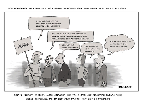 Cartoon: PEGIDA-die große Verwirrung (medium) by Uliwood tagged bewegung,politische,demo,politik,pegida