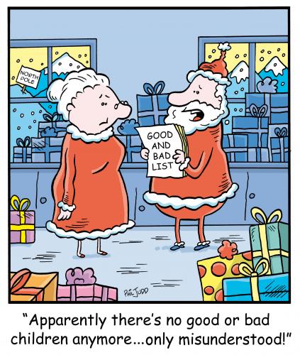 Cartoon: TP0243christmas (medium) by comicexpress tagged santa,claus,north,pole,toys,sleigh,reindeer,elves,elf,helpers,presents,gifts,chimney,mrs,good,bad,list,children,kids,child,behaviour,misunderstood,naughty,nice