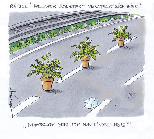 Cartoon: Autobahn (medium) by Hoevelercomics tagged kraftwerk,highway,car,auto,autobahn