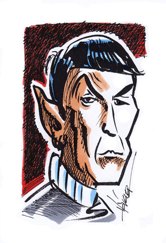 Cartoon: Leonard Nimoy (medium) by Hoevelercomics tagged star,trek,space,leonard,nimoy,spock