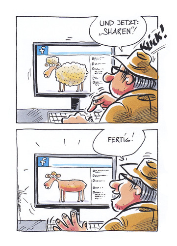 Cartoon: Schäfer Nerd (medium) by Hoevelercomics tagged facebook,sharen,teilen,social,media,nerd,computer,schafe,schäfer,scheren,landwirtschaft,schafszucht,sheperd