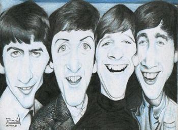 Cartoon: Beatles (medium) by David Almeida tagged caricature,band,the,beatles,music,caricaturist